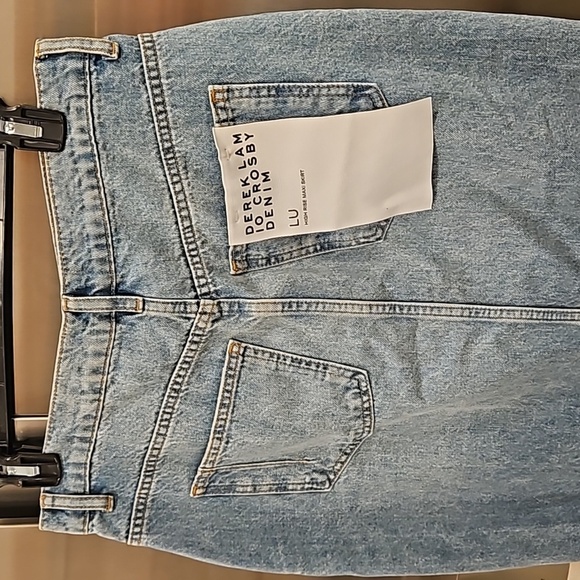💕DEREK LAM 10 CROSBY Lu High Rise Denim Maxi Skirt Sutton Vintage Blue 28 NWT - Picture 14 of 16